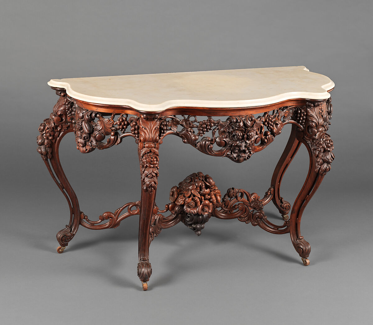 Console Table, Attributed to John Henry Belter (American, born Germany 1804-1863 New York), Rosewood, marble, American