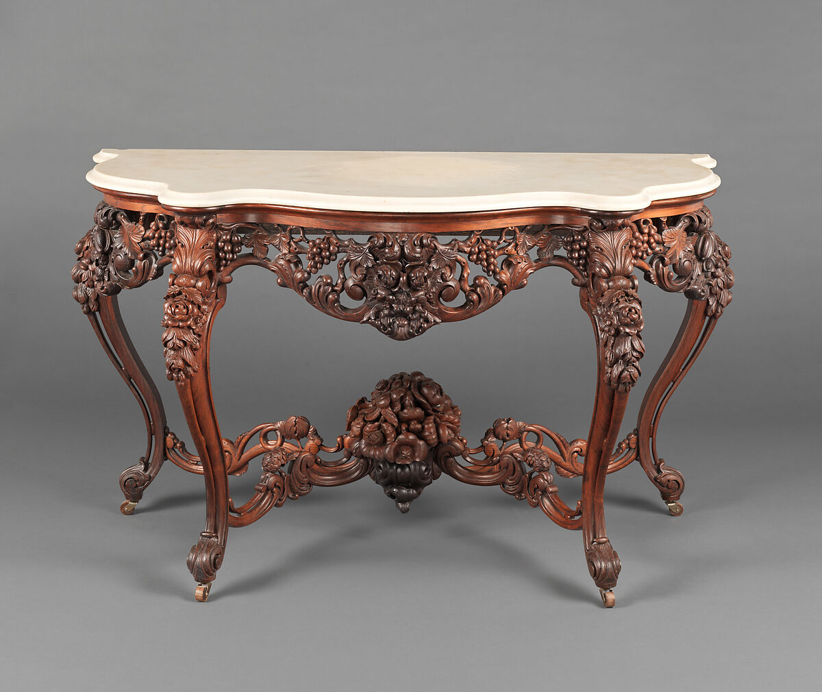 Console Table, Attributed to John Henry Belter (American, born Germany 1804-1863 New York), Rosewood, marble, American 