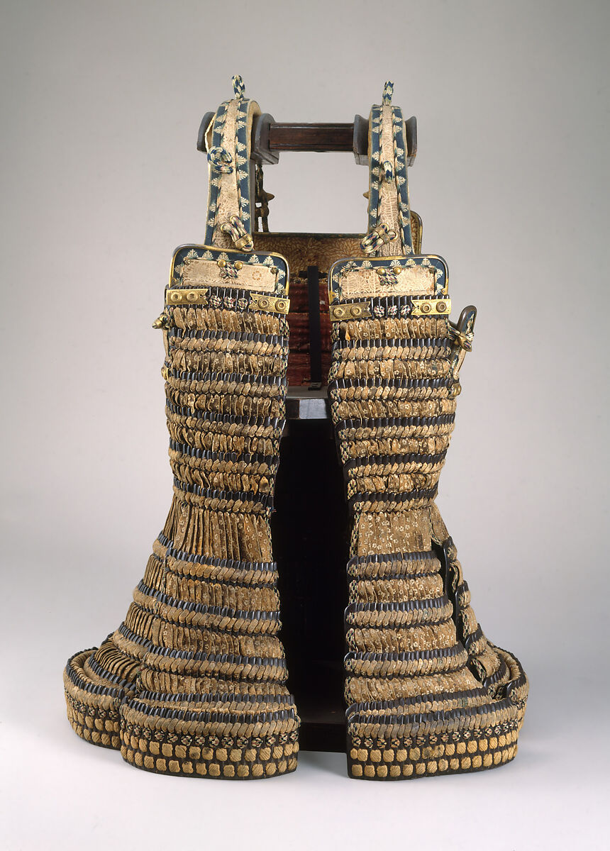 Cuirass of a Haramaki, Iron, leather, lacquer, silk lace, gilt copper, Japanese