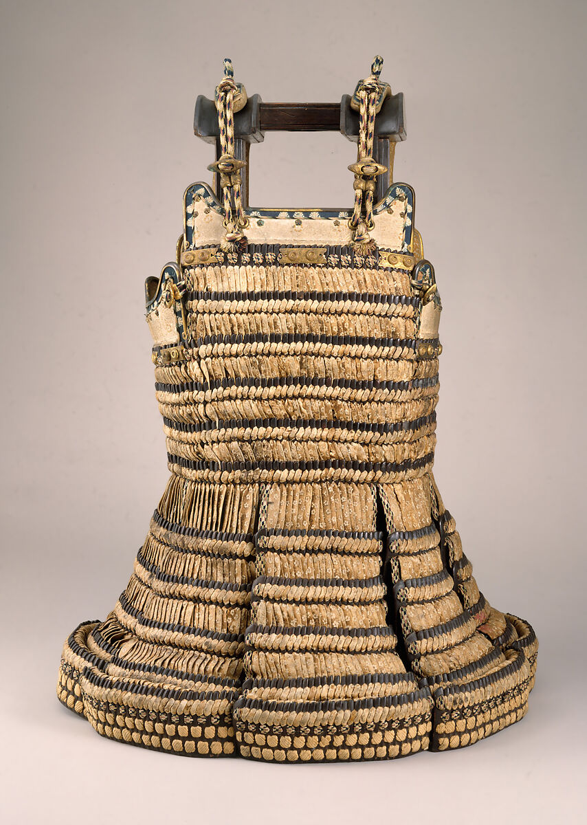 Cuirass of a Haramaki, Iron, leather, lacquer, silk lace, gilt copper, Japanese 