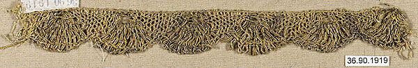 Piece, Metal thread, bobbin lace, European 
