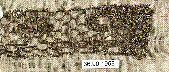 Piece, Metal thread, bobbin lace, European 