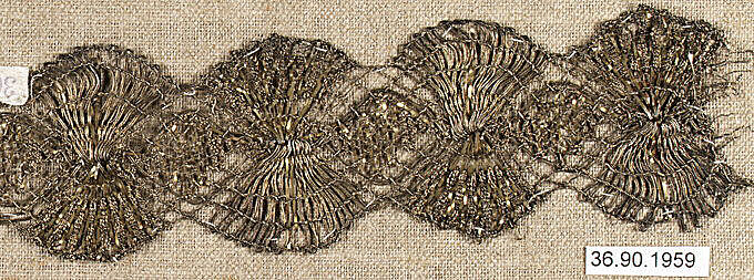Piece, Metal thread, bobbin lace, European 
