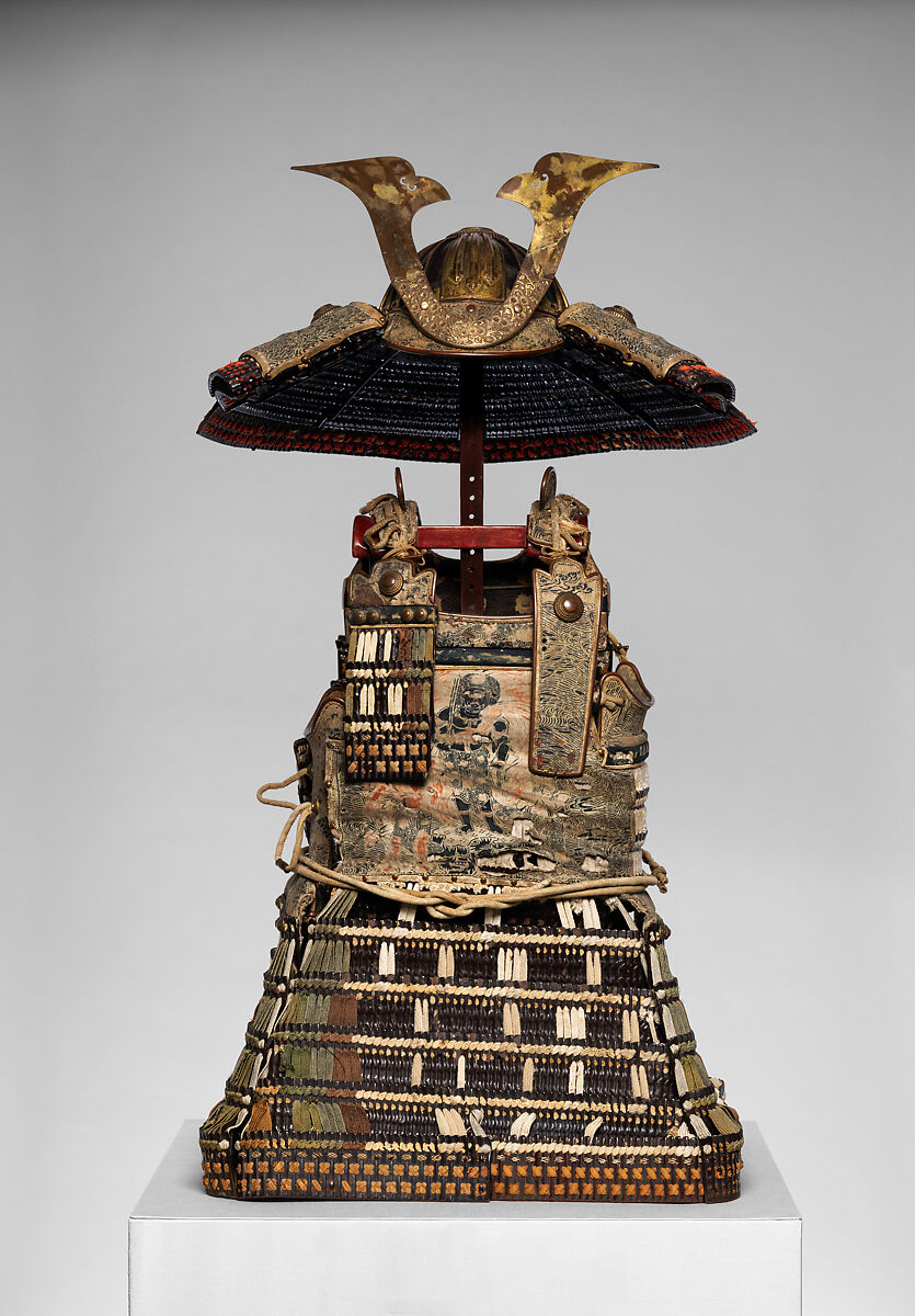 Armor (<i>Yoroi</i>) of Ashikaga Takauji (1305–1358), Iron, lacquer, leather, silk, gilt copper, Japanese