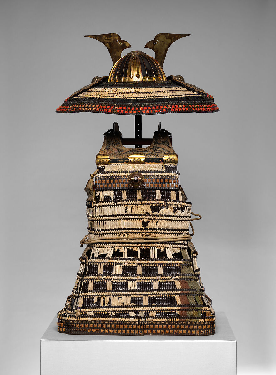 Armor (<i>Yoroi</i>) of Ashikaga Takauji (1305–1358), Iron, lacquer, leather, silk, gilt copper, Japanese
