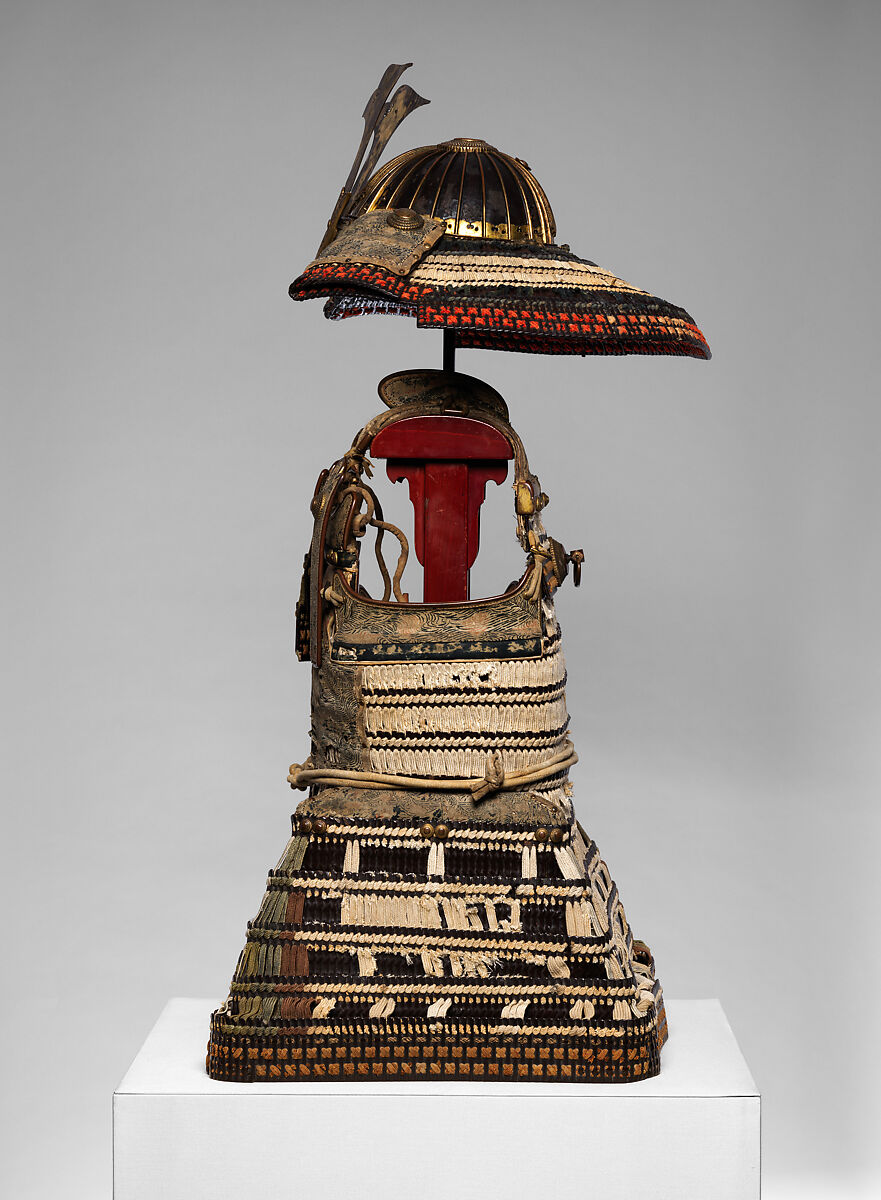 Armor (<i>Yoroi</i>) of Ashikaga Takauji (1305–1358), Iron, lacquer, leather, silk, gilt copper, Japanese