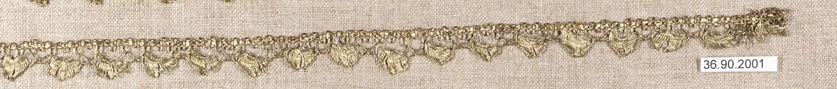 Piece, Silk and metal thread, bobbin lace, European