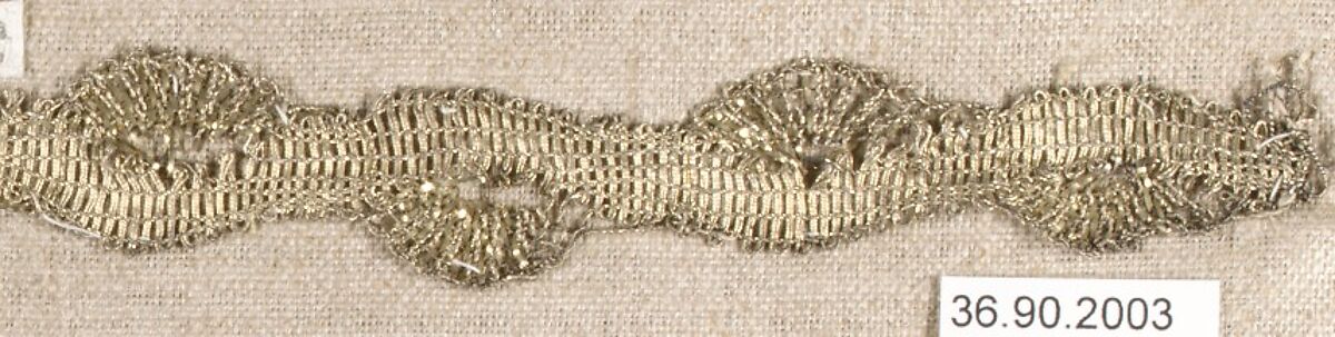 Piece, Silk and metal thread, bobbin lace, European
