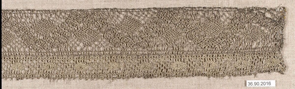 Piece, Metal thread, bobbin lace, European