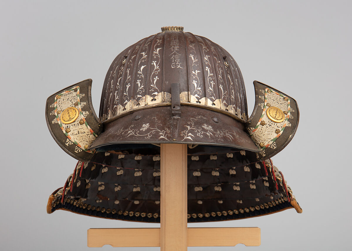 Helmet (<i>Suji Kabuto</i>), Inscribed by Yoshihisa (Japanese, Uda, Edo period, active early 17th century), Iron, silver, leather, silk, Japanese 