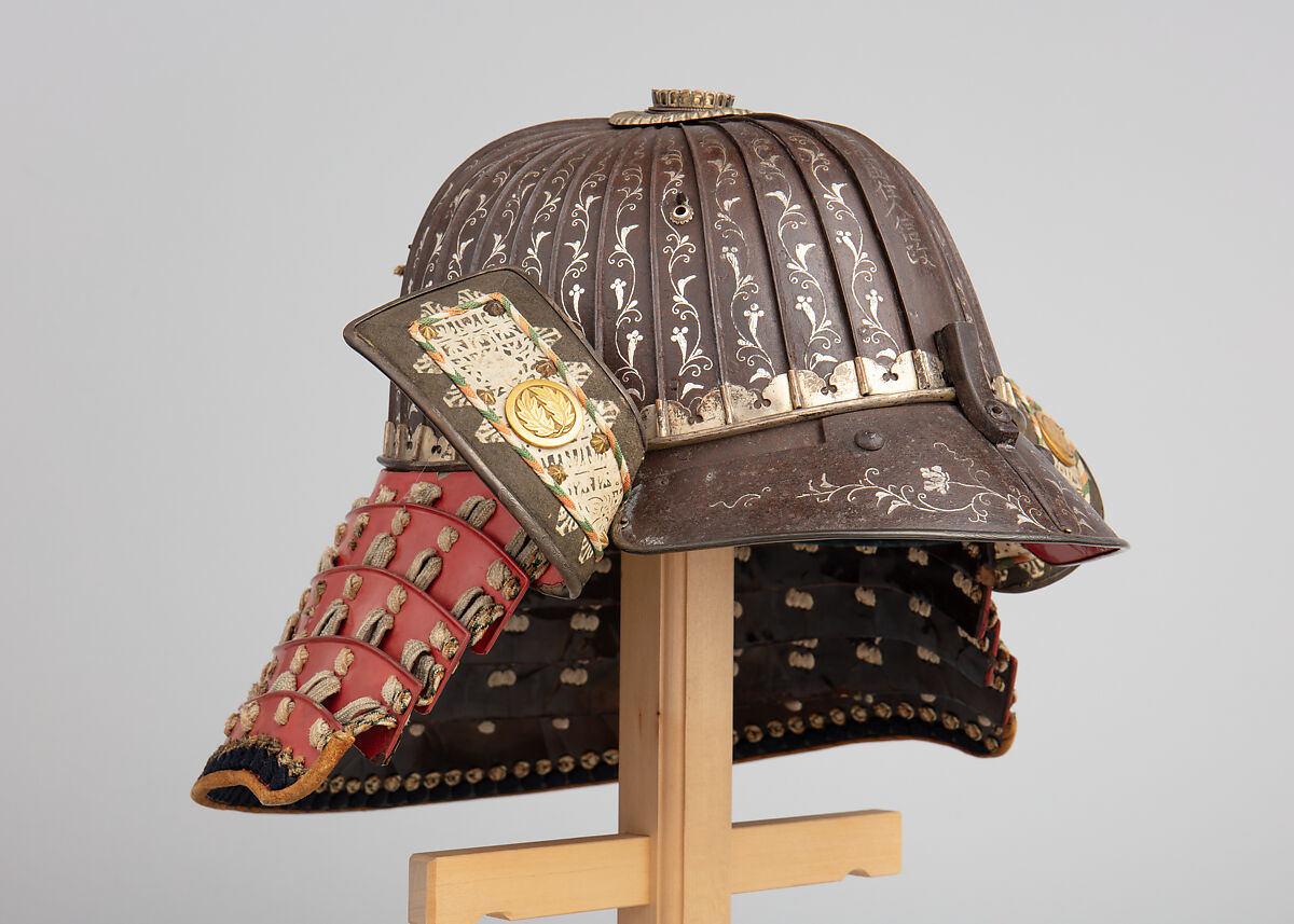Helmet (<i>Suji Kabuto</i>), Inscribed by Yoshihisa (Japanese, Uda, Edo period, active early 17th century), Iron, silver, leather, silk, Japanese