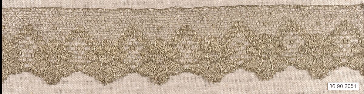 Piece, Metal thread, bobbin lace, European