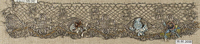 Piece, Metal thread, bobbin lace, European 