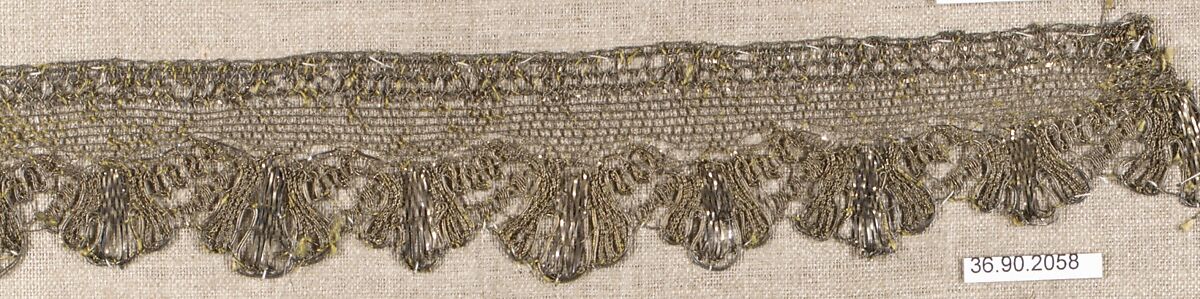 Piece, Metal thread, bobbin lace, European