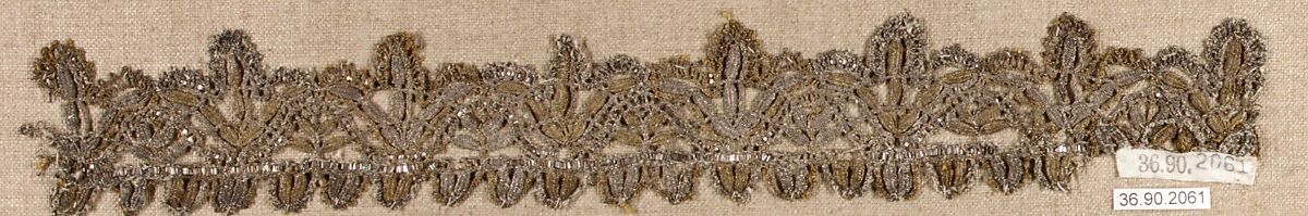 Piece, Metal thread, bobbin lace, European