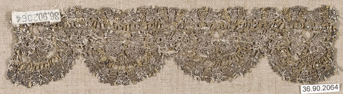 Piece, Bobbin lace, possibly French