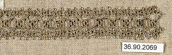 Piece, Silk and metal thread, bobbin lace, European 