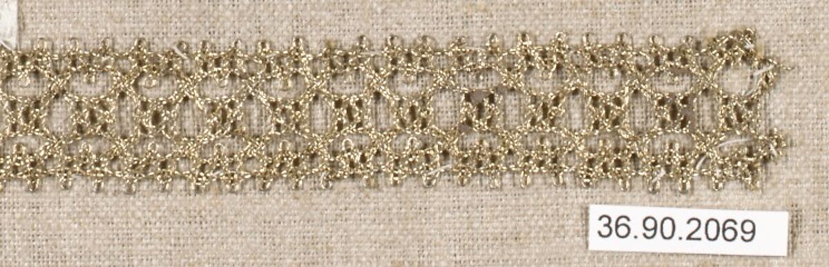 Piece, Silk and metal thread, bobbin lace, European