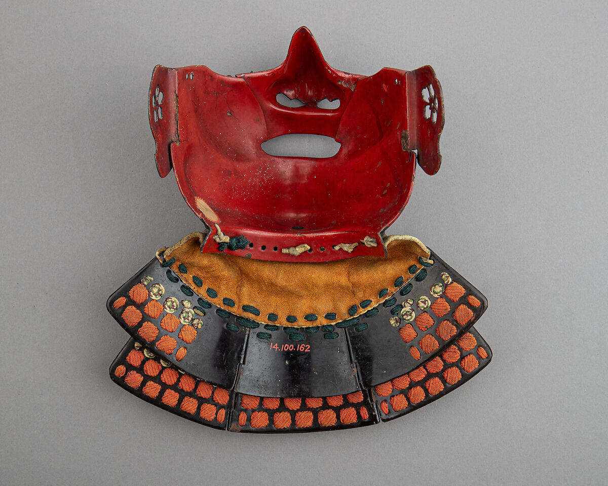 Half Mask (Menpō) with Gorget, Iron, leather, Japanese 