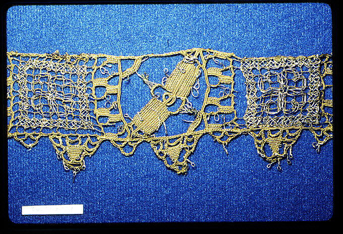 Piece, Needle lace, silk, metal thread, Spanish