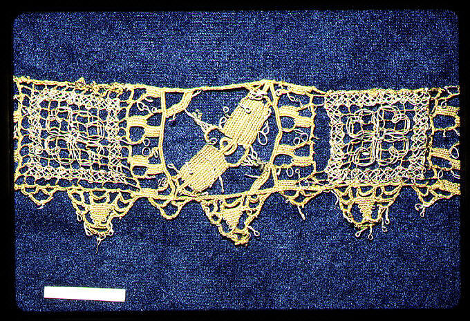 Piece, Needle lace, silk, metal thread, Spanish