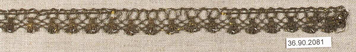 Piece, Silk and metal thread, bobbin lace, European