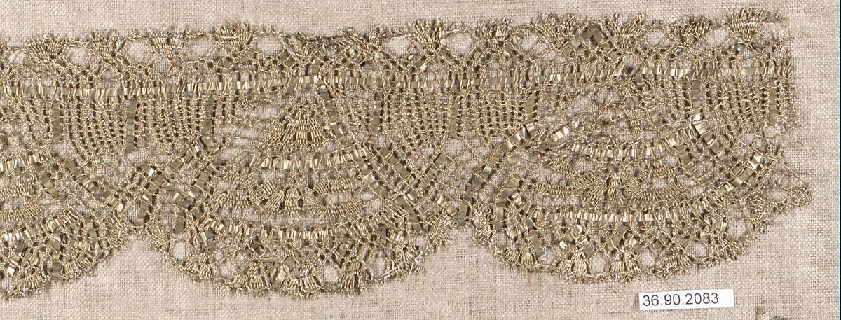 Piece, Metal thread, bobbin lace, European