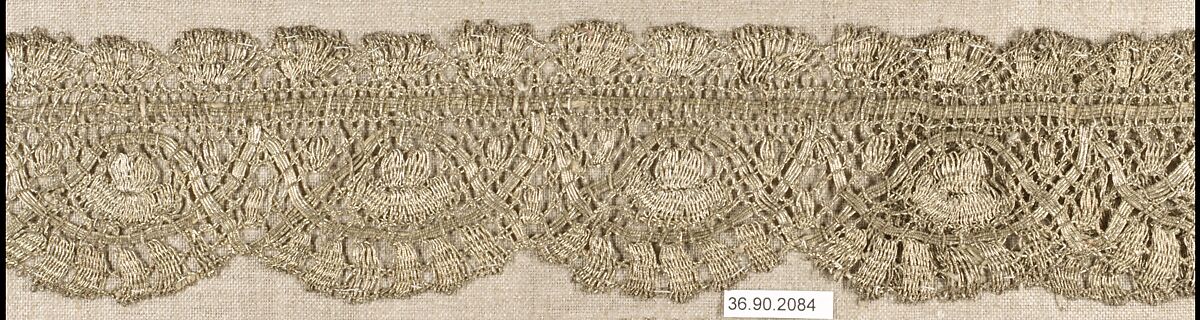 Piece, Metal thread, bobbin lace, European