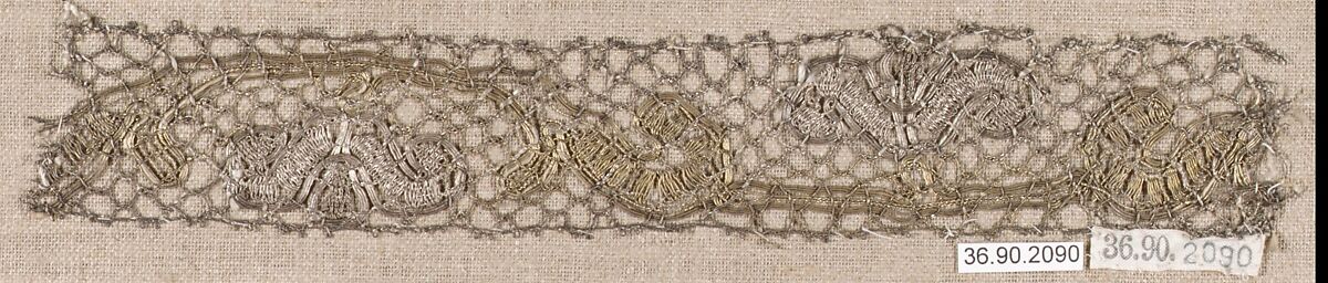 Piece, Metal thread, bobbin lace, European