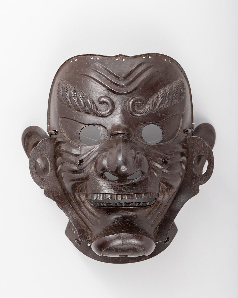 Mask, Inscribed by Myōchin Muneakata (Japanese, Edo period, 18th century), Iron, lacquer, Japanese 