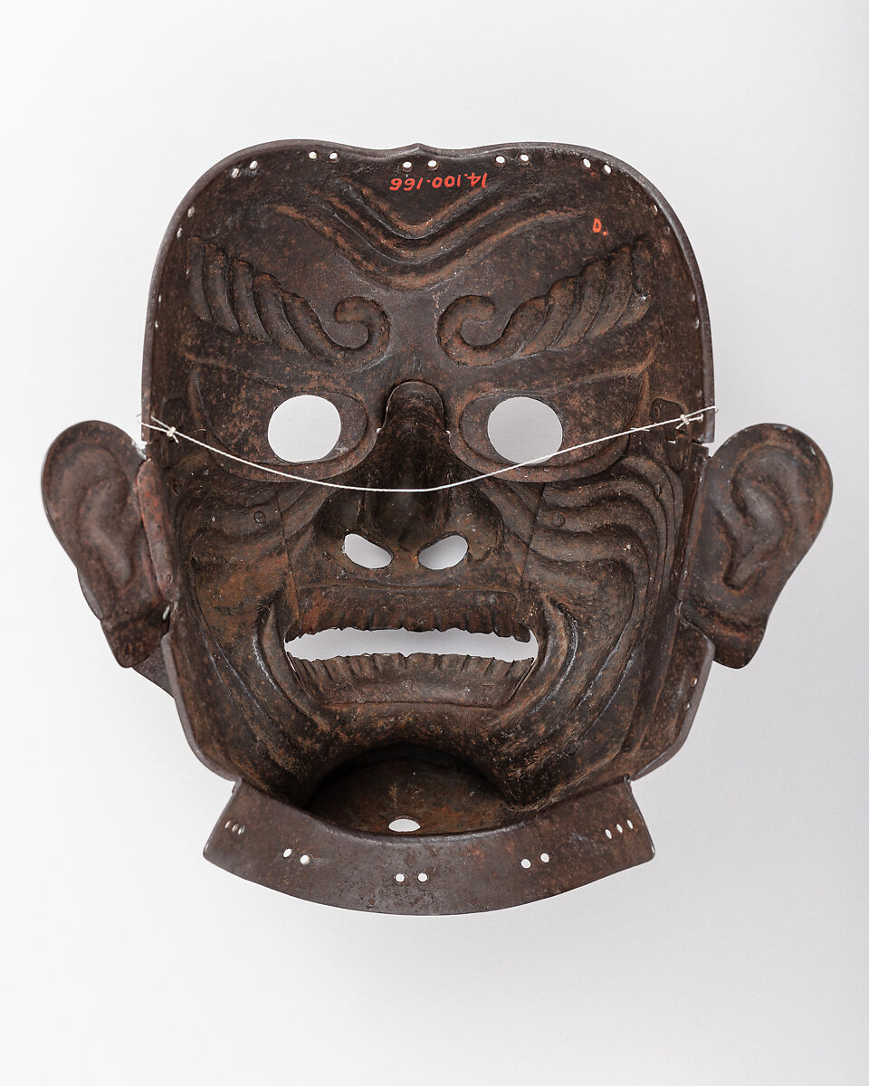 Mask, Inscribed by Myōchin Muneakata (Japanese, Edo period, 18th century), Iron, lacquer, Japanese
