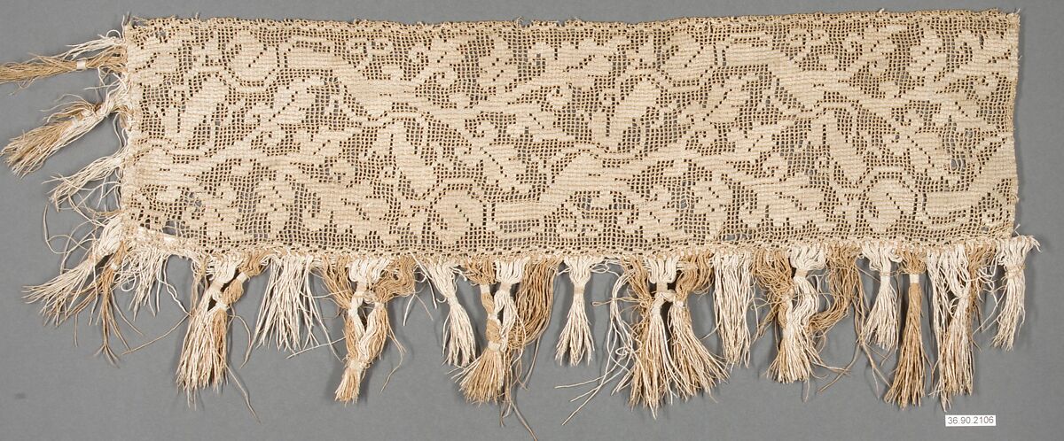 Piece, Embroidered net, buratto, Italian