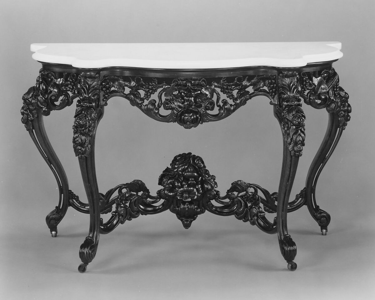 Console Table, Attributed to John Henry Belter (American, born Germany 1804-1863 New York), Rosewood, marble, American