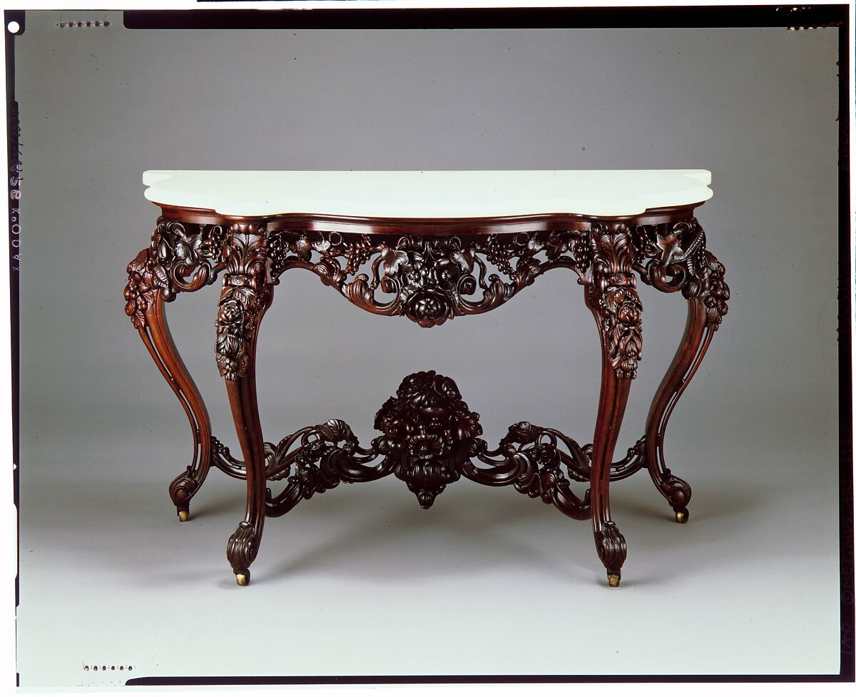 Console Table, Attributed to John Henry Belter (American, born Germany 1804-1863 New York), Rosewood, marble, American