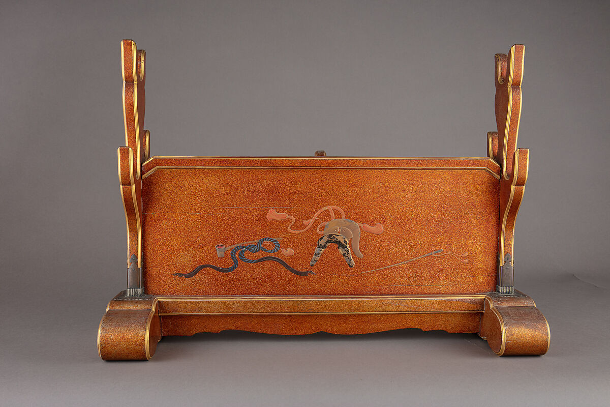 Sword Stand, Wood, lacquer, gold, silver, Japanese