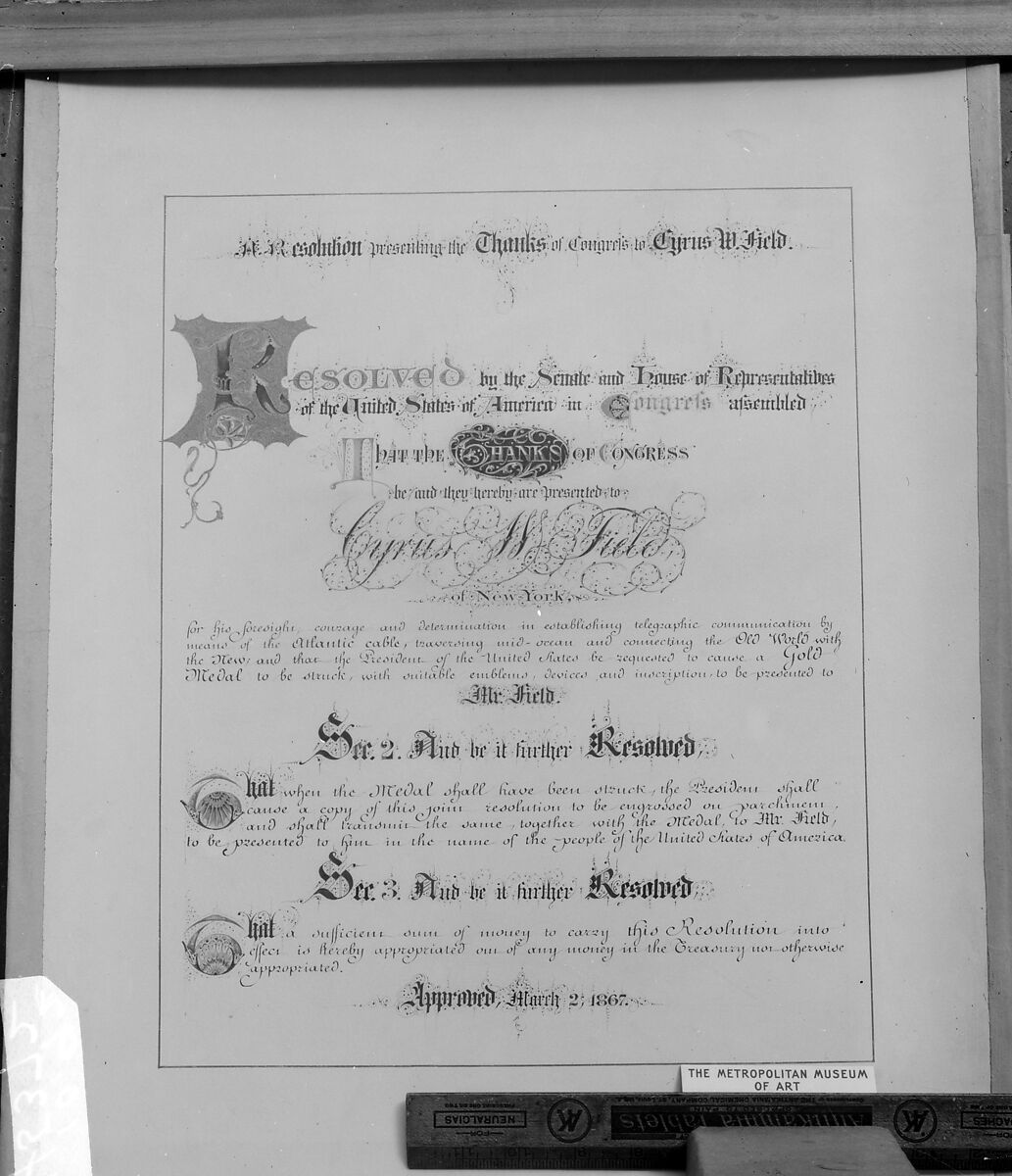 Manuscript Copy of a Resolution of Congress, Parchment paper, American 