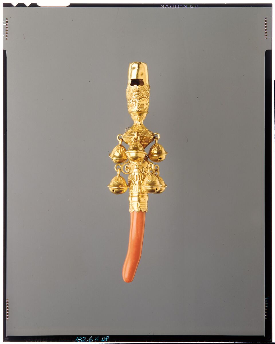 Rattle, Whistle, and Bells, Nicholas Roosevelt (1715–1769), Gold, coral, American