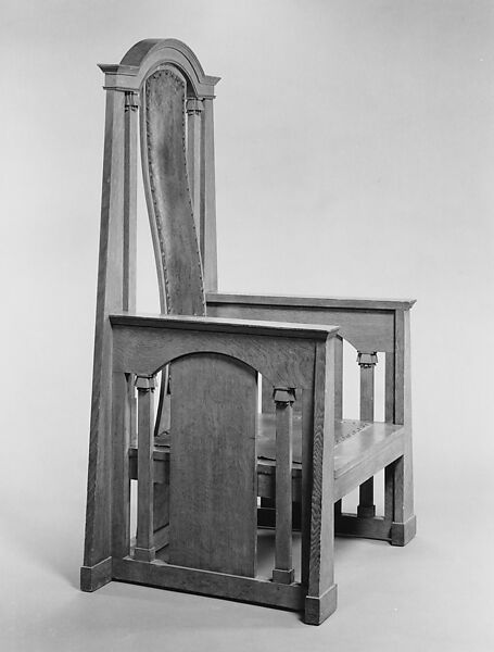 Armchair, George Washington Maher (1864–1926), Oak, leather, American