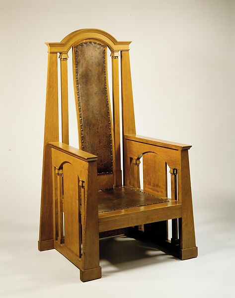 Armchair, George Washington Maher (1864–1926), Oak, leather, American