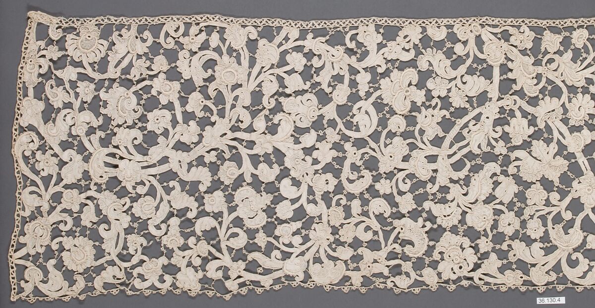 Flounce, Needle lace, Italian, Venice