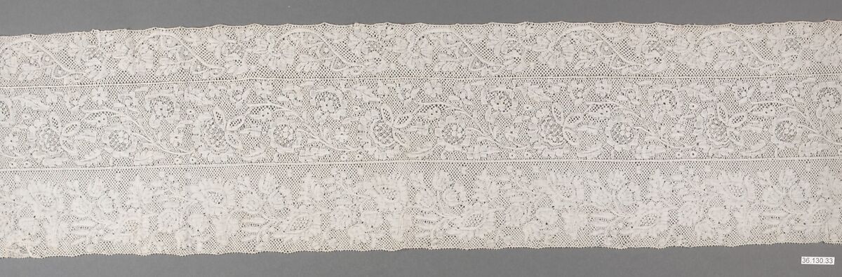 Three joined borders, Bobbin lace, French