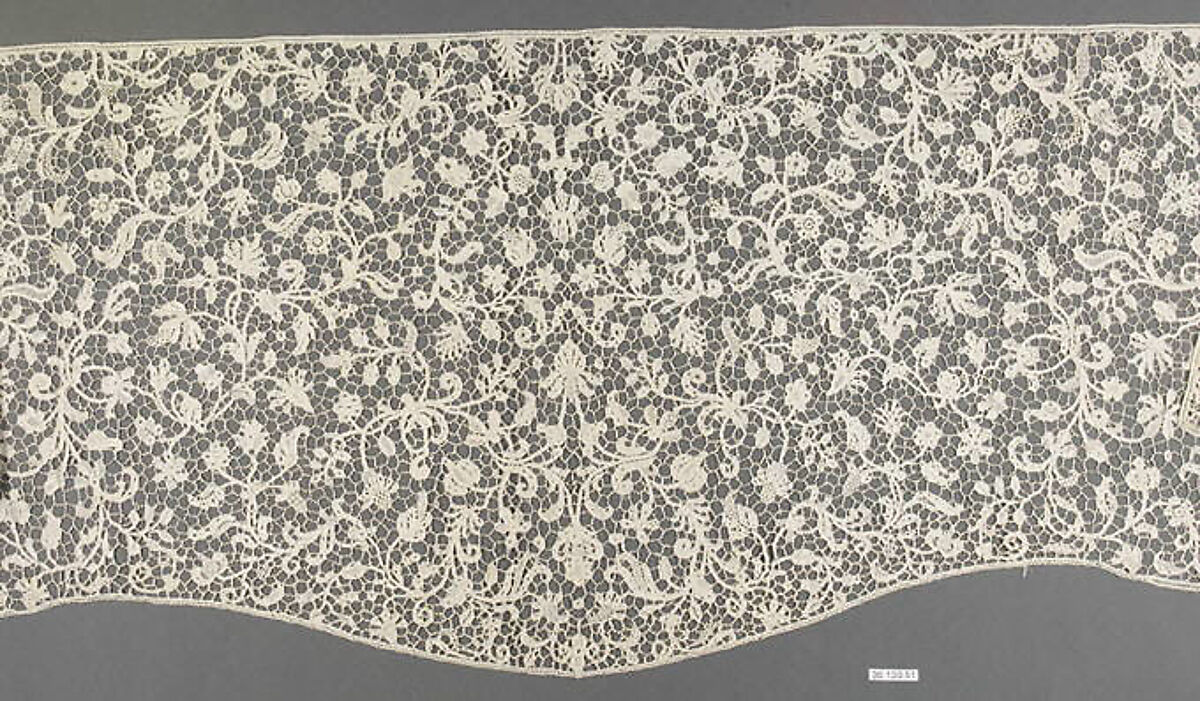 Shaped panel, Needle lace, French or Italian 
