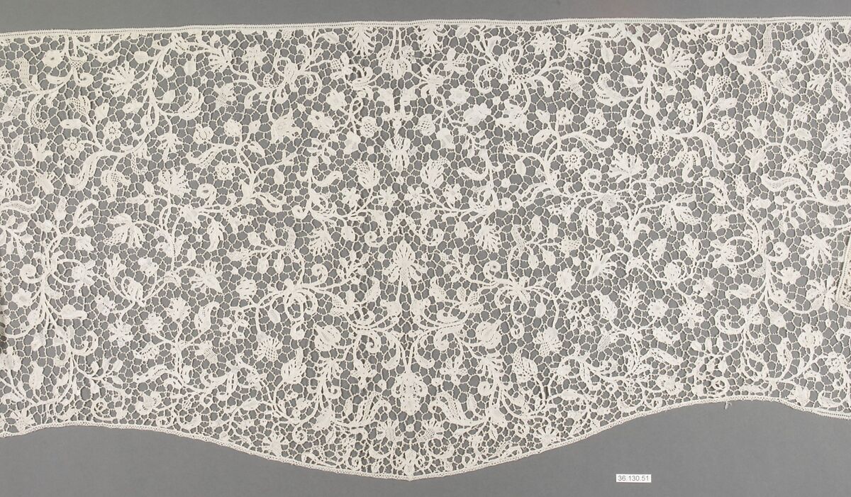 Shaped panel, Needle lace, French or Italian