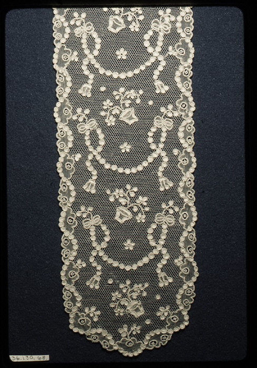 Lappets (one of a pair), Needle lace, point d’Alençon, French