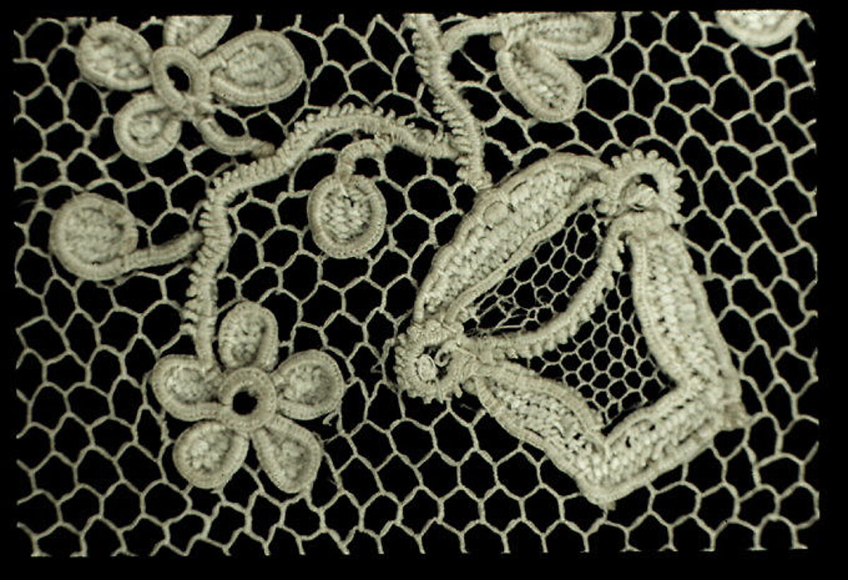 Lappets (one of a pair), Needle lace, point d’Alençon, French