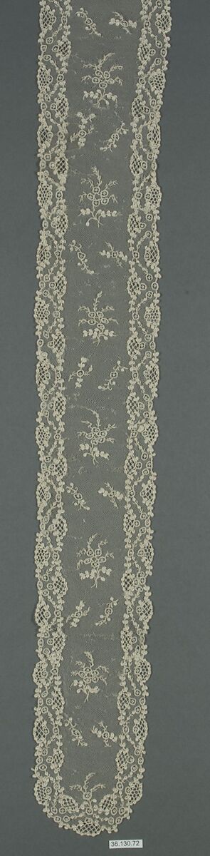 Lappet (one of a pair), Needle lace, point d’Alençon, French