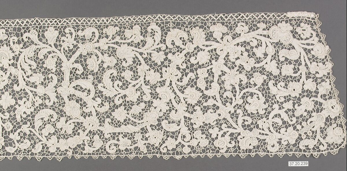 Border, Needle lace, Italian, Venice