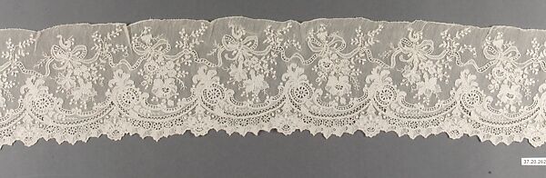 Border (one of four), Needle lace, point d’Alençon, French 