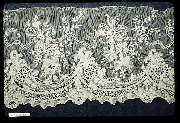 Border (one of four), Needle lace, point d’Alençon, French 