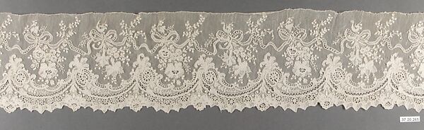 Border (one of four), Needle lace, point d’Alençon, French 